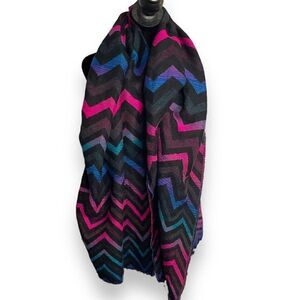 Rue21 Chevron Print Scarf Women's Multicolor One Size Fringe 28 X 72 Casual Cozy
